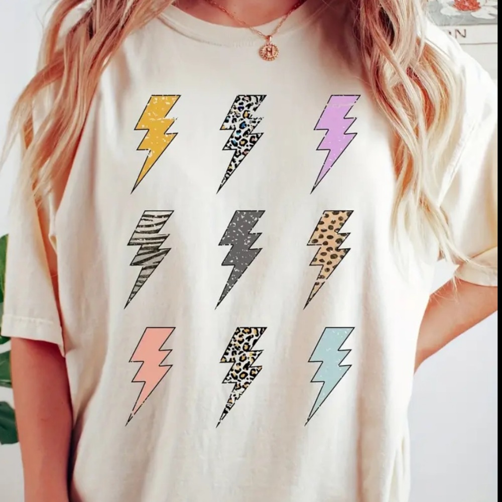 Lightening Bolt Printed Graphic T-Shirt